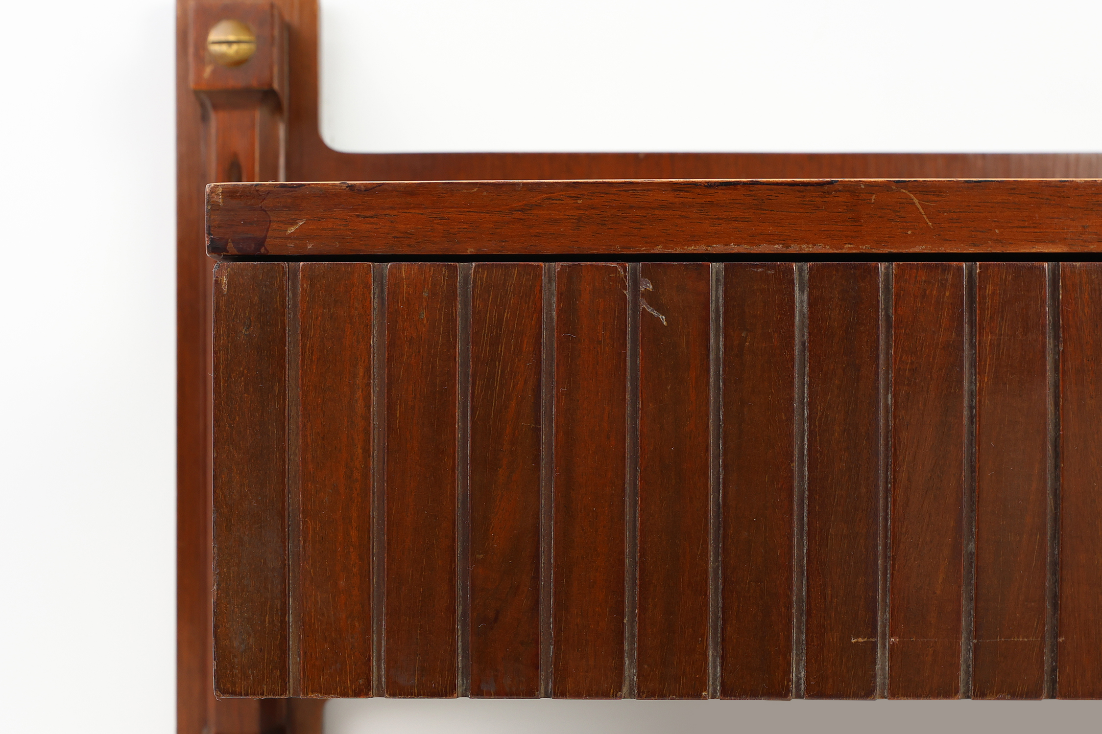 Mid-century Wall-mounted console in wood with brass details, Italy 1960sthumbnail